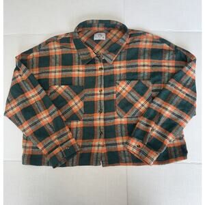 Mila and Tiff Plaid Collection Crop Button Down Shacket Women’s Size XL